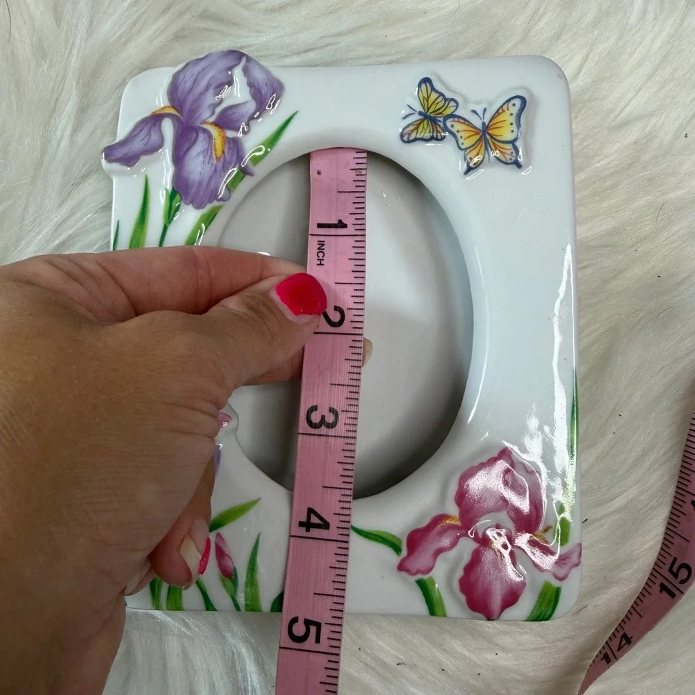 Vintage 90's - Ceramic Floral Butterfly Picture Frame Cottagecore Whimsy